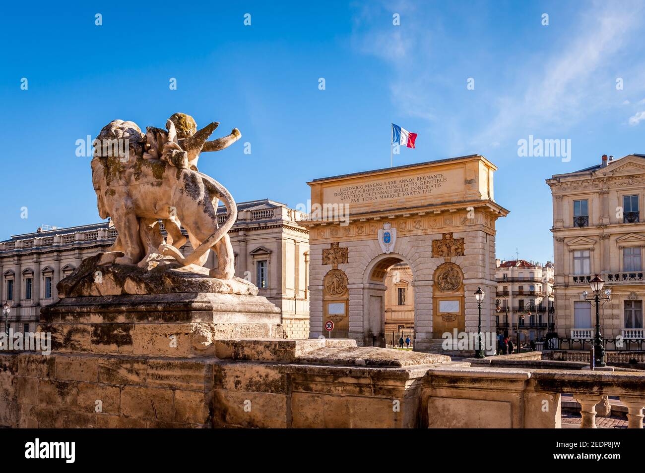 Triumphbogen in Montpellier in Herault, Okzitanien, Frankreich Stockfoto