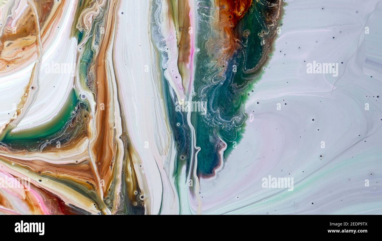 Tinte, Farbe, abstrakt. Nahaufnahme. Bunte abstrakte Malerei Hintergrund. Ölfarbe mit hoher Textur. Hochwertige Teile. Stockfoto