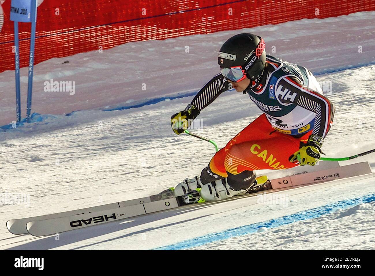Cortina (BL, Italien. Februar 2021, 15th. Cortina (BL), Italien, Olympia delle Tofane, 15. Februar 2021, Kanadier James Crawford Skier während seines ersten Rennens SuperG während 2021 FIS Alpine World SKI Championships - Alpine Combined - Men - Alpine Ski Race Credit: Luca Tedeschi/LPS/ZUMA Wire/Alamy Live News Stockfoto