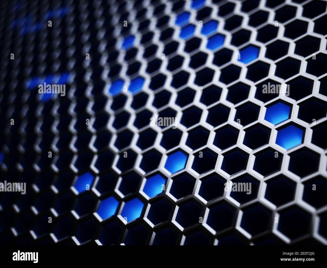 Schwarzer Hexagon Muster Hintergrund. 3D Rendering-Illustration Stockfoto