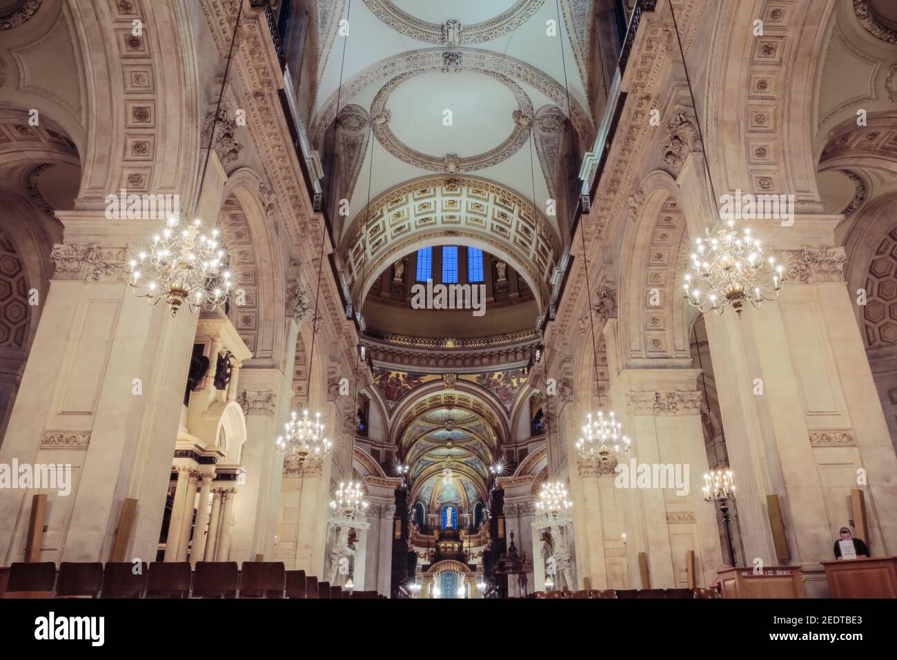 St. Paul's Cathedral innen, Langzeitbelichtung, London, England, Großbritannien Stockfoto
