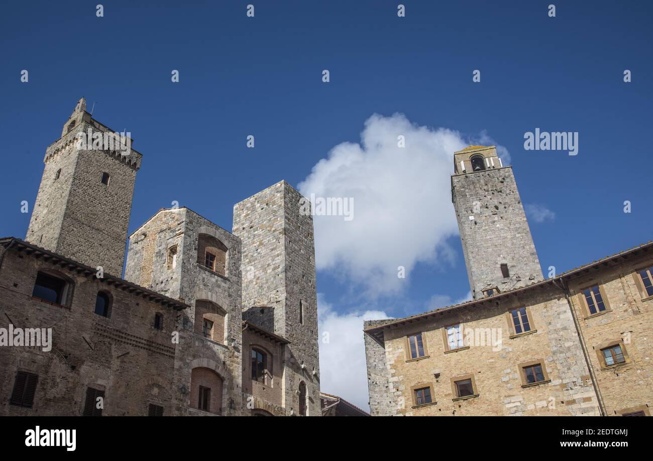 Le Belle torri di San Gimignano Stockfoto