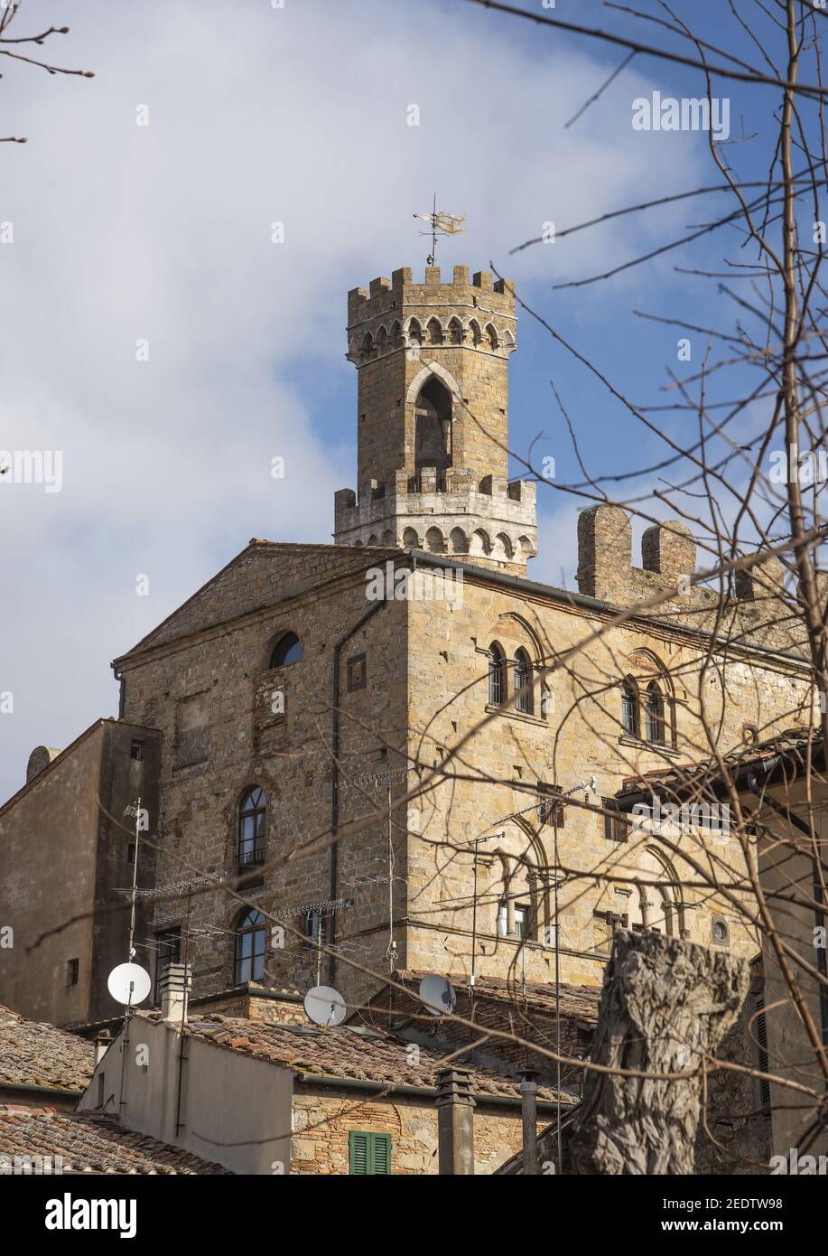 Volterra, Torre del Palazzo dei Priori Stockfoto