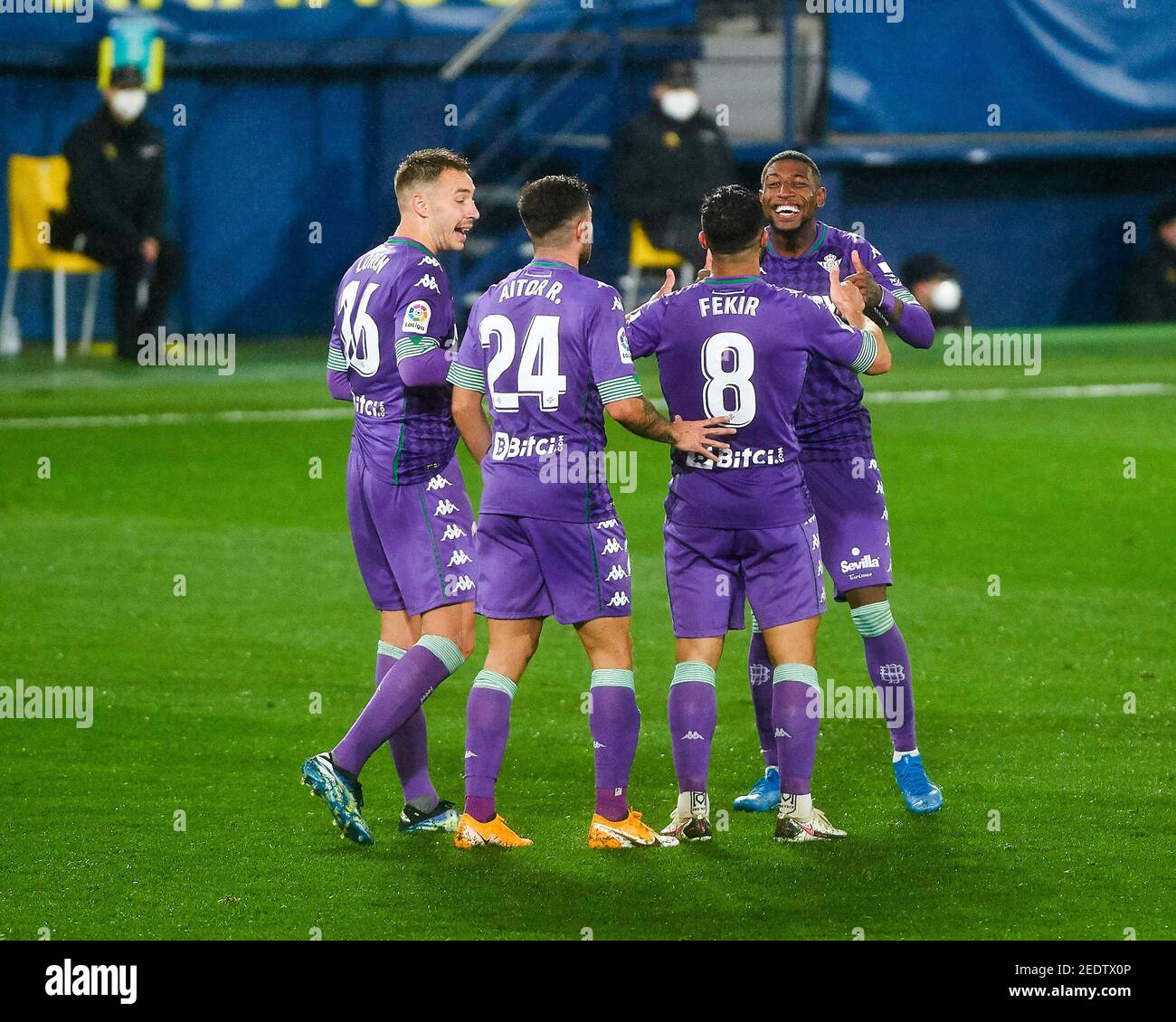 Real Betis Spieler feiert ein Tor von Nabil Fekir während der spanischen Meisterschaft La Liga Fußball mach zwischen Villarreal und Real Betis am 14. Februar 2021 im Estadio Ciutat de la Ceramica in Vila-real, Spanien - Foto Maria Jose Segovia / Spanien DPPI / DPPI / LiveMedia/Sipa USA Stockfoto