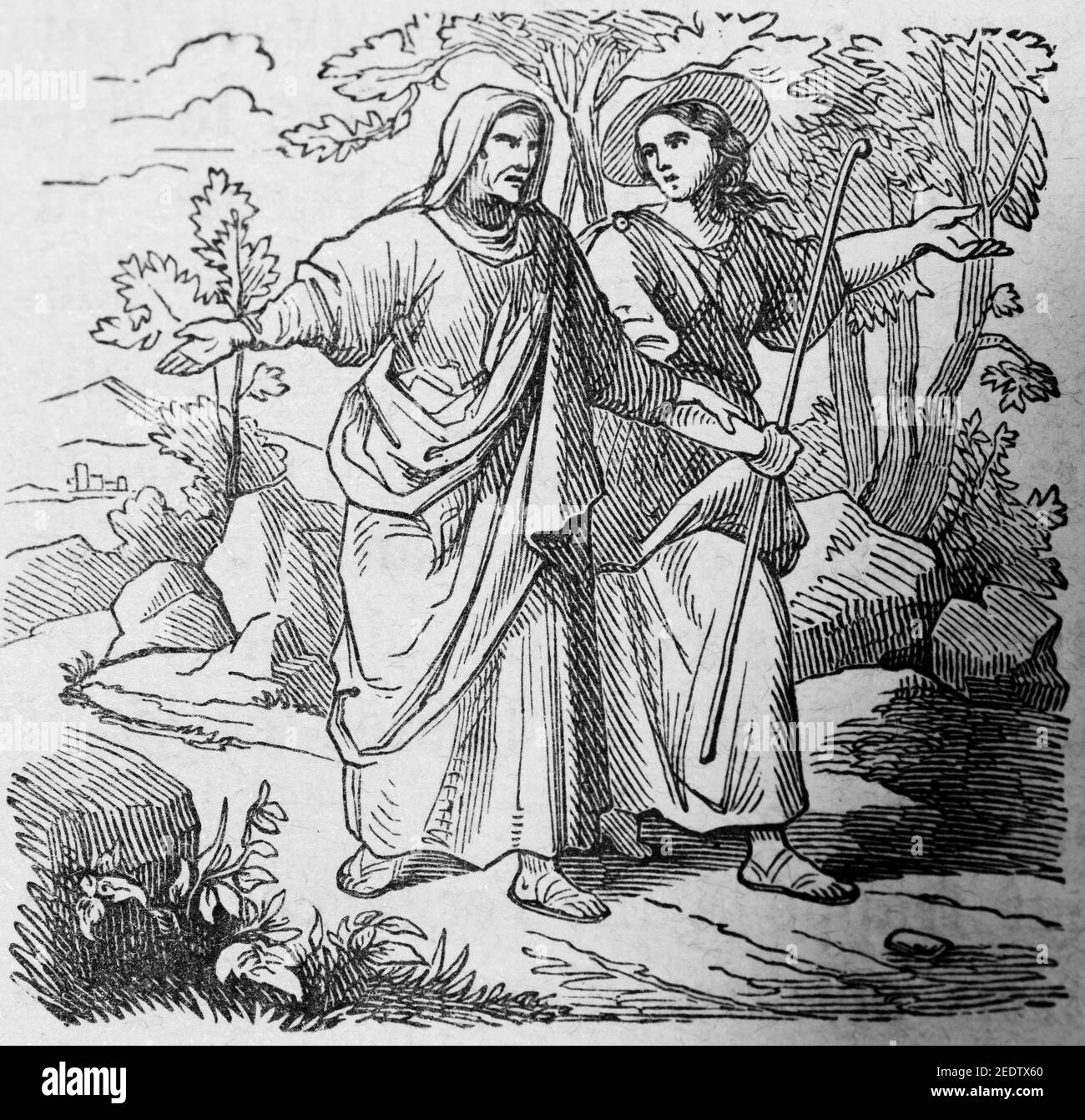 Ruth´s Zuneigung für ihre Schwiegermutter, Altes Testamnet, Historische bibel Histoire Biblique de L´Ancien Testament, Fribourg, 1891 Stockfoto