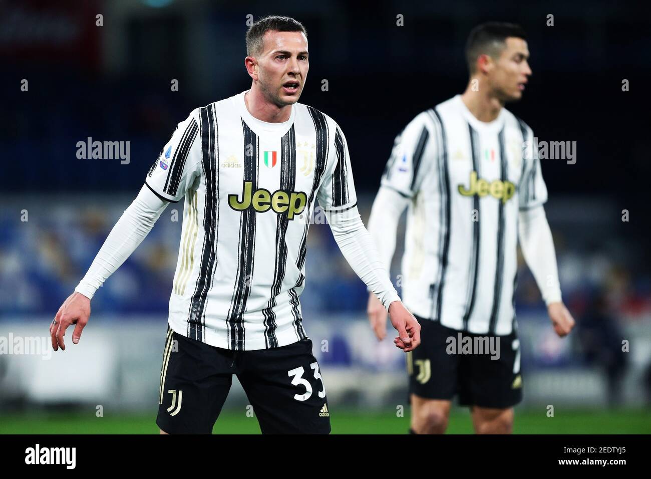 Federico Bernardeschi von Juventus reagiert während des italienischen Meisterschaft Serie A Fußballspiels zwischen SSC Napoli und Juventus FC am 13. Februar 2021 im Diego Armando Maradona Stadium in Neapel, Italien - Foto Federico Proietti / DPPI / LiveMedia/Sipa USA Stockfoto