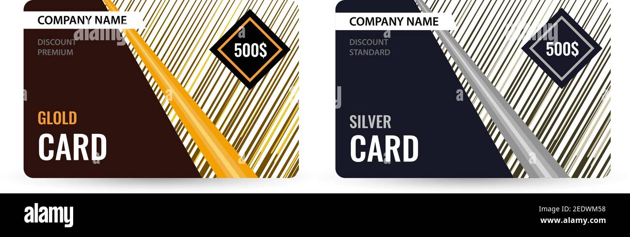 Universelles Design Gold Ende Silber Gutschein. Hell gestreift auf dunklem Hintergrund. Vektor-Vorlage für die Werbung für Ihr Unternehmen. Stock Vektor