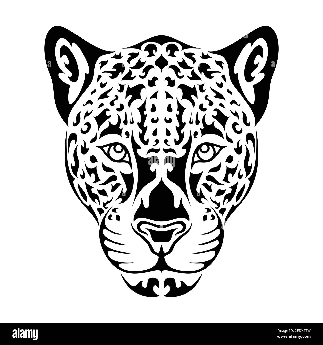 Handgezeichnetes abstraktes Porträt eines Leoparden oder jaguar. Vektor stilisierte Illustration für Tattoo, Logo, Wanddekor, T-Shirt-Print-Design oder outwear. Dieser dr Stock Vektor