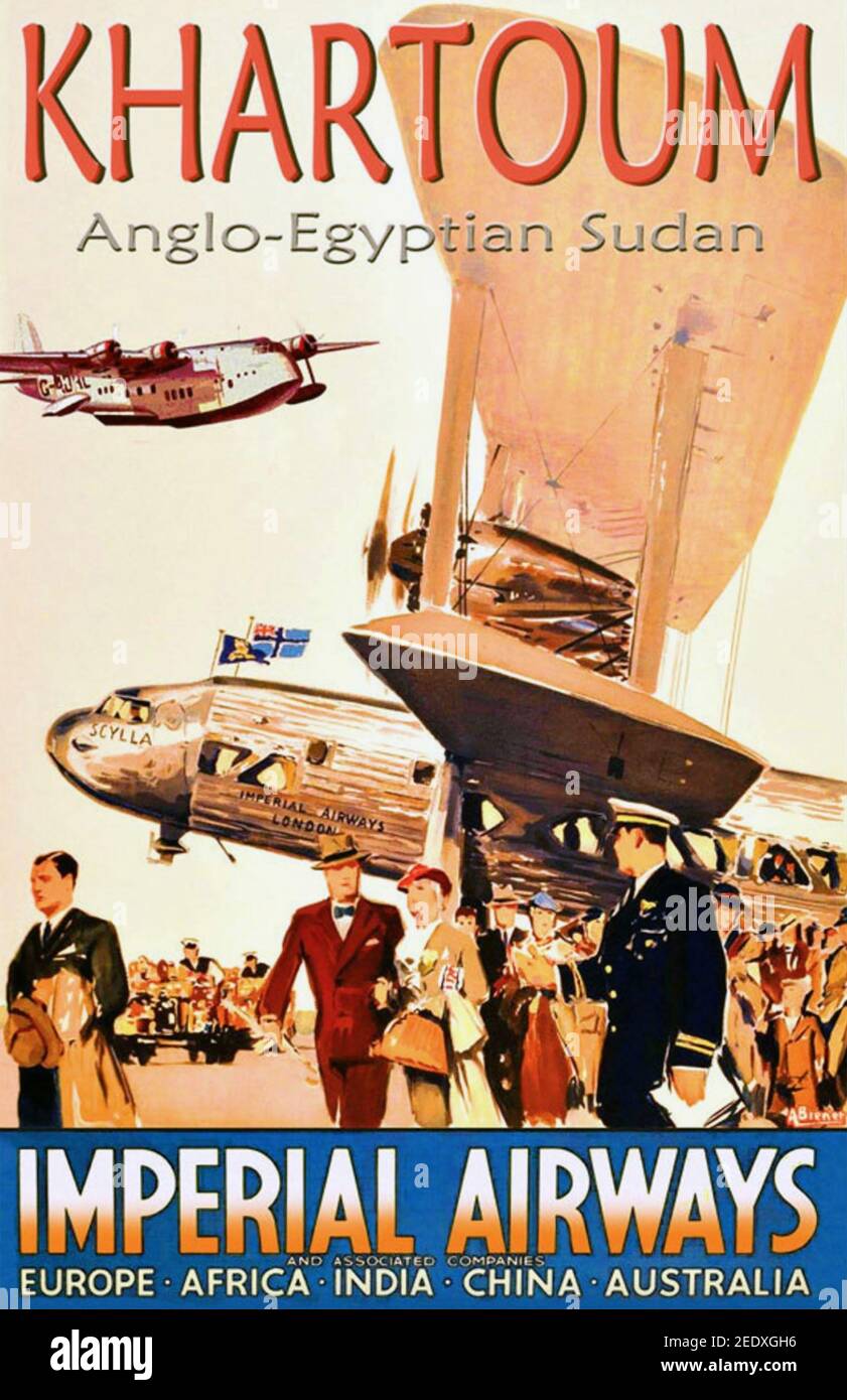 Imperial AIRWAYS Poster um 1932 zeigt eine Handley Seite HP42 Airliner Stockfoto