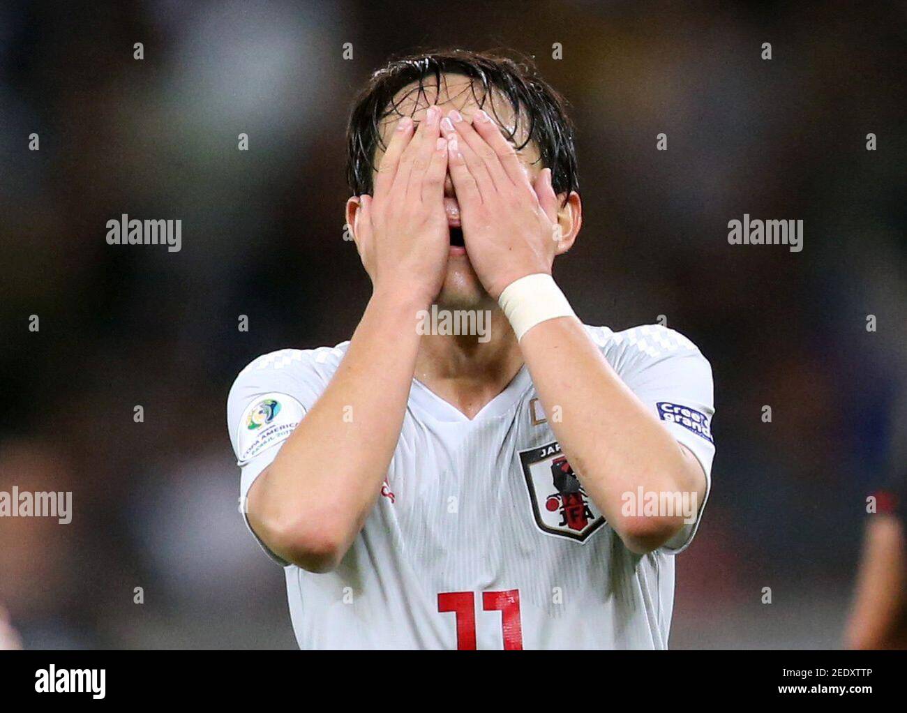 Fußball - Copa Amerika Brasilien 2019 - Gruppe C - Ecuador V Japan - Mineirao Stadium, Belo Horizonte, Brasilien - 24. Juni 2019 Japans Koji Miyoshi reagiert REUTERS/Edgard Garrido Stockfoto