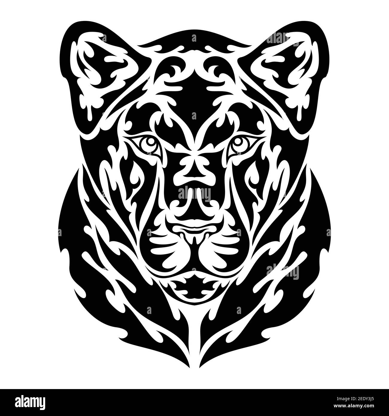 Handgezeichnetes abstraktes Porträt einer Löwin. Vektor stilisierte Illustration für Tattoo, Logo, Wanddekor, T-Shirt-Print-Design oder outwear. Diese Zeichnung wird Stock Vektor