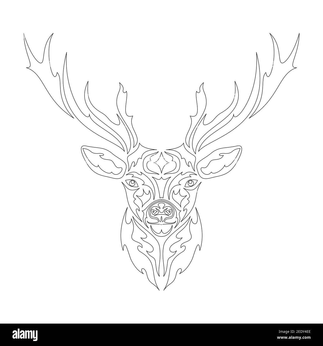 Handgezeichnetes abstraktes Porträt eines Hirsches. Vektor stilisierte Illustration für Tattoo, Logo, Wanddekor, T-Shirt-Print-Design oder outwear. Diese Zeichnung würde Stock Vektor