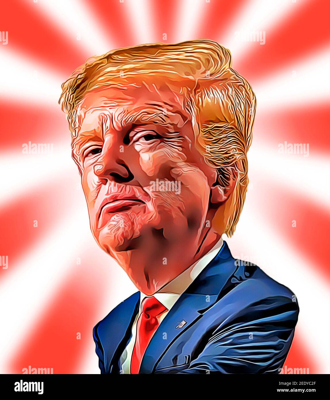 Donald Trump Cartoon Color Stockfoto