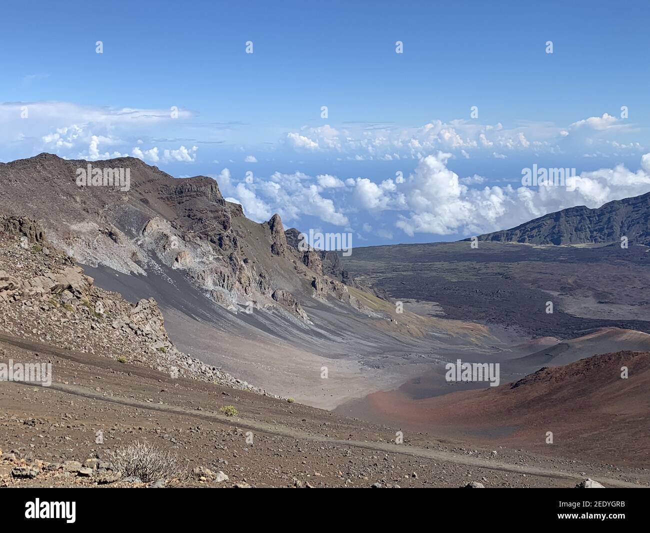 Wunderschöne Aufnahme der Landschaft bei Haleakala, dem Ost-Maui Vulkan auf der Hawaiianischen Insel Maui. Stockfoto