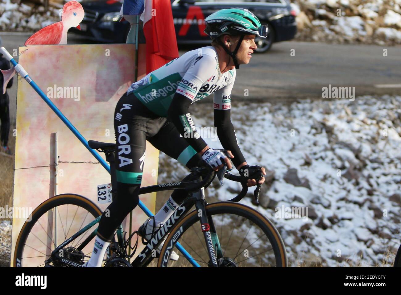 Matteo Fabbro von BORA - hansgrohe während der Tour de la Provence, Etappe 3, Istres Ã¢Â&#x80;Â&#X93; Chalet Reynard ( Mont Ventoux ) am 13. Februar 2021 in BÃ©doin, Frankreich - Foto Laurent Lairys / DPPI / LiveMedia Stockfoto