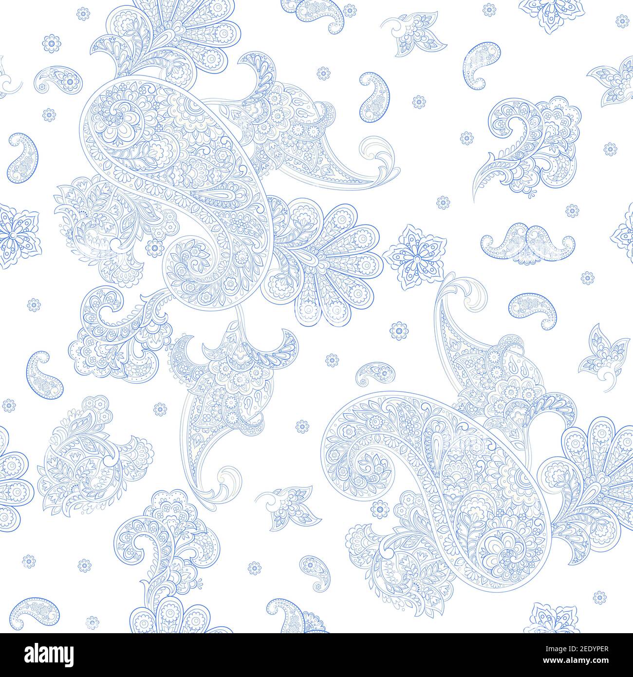 Paisley Vektor nahtloses Muster. Fantastische Blume, Blätter. Textiler Bohemian-Druck. Batik-Malerei. Vintage Stock Vektor