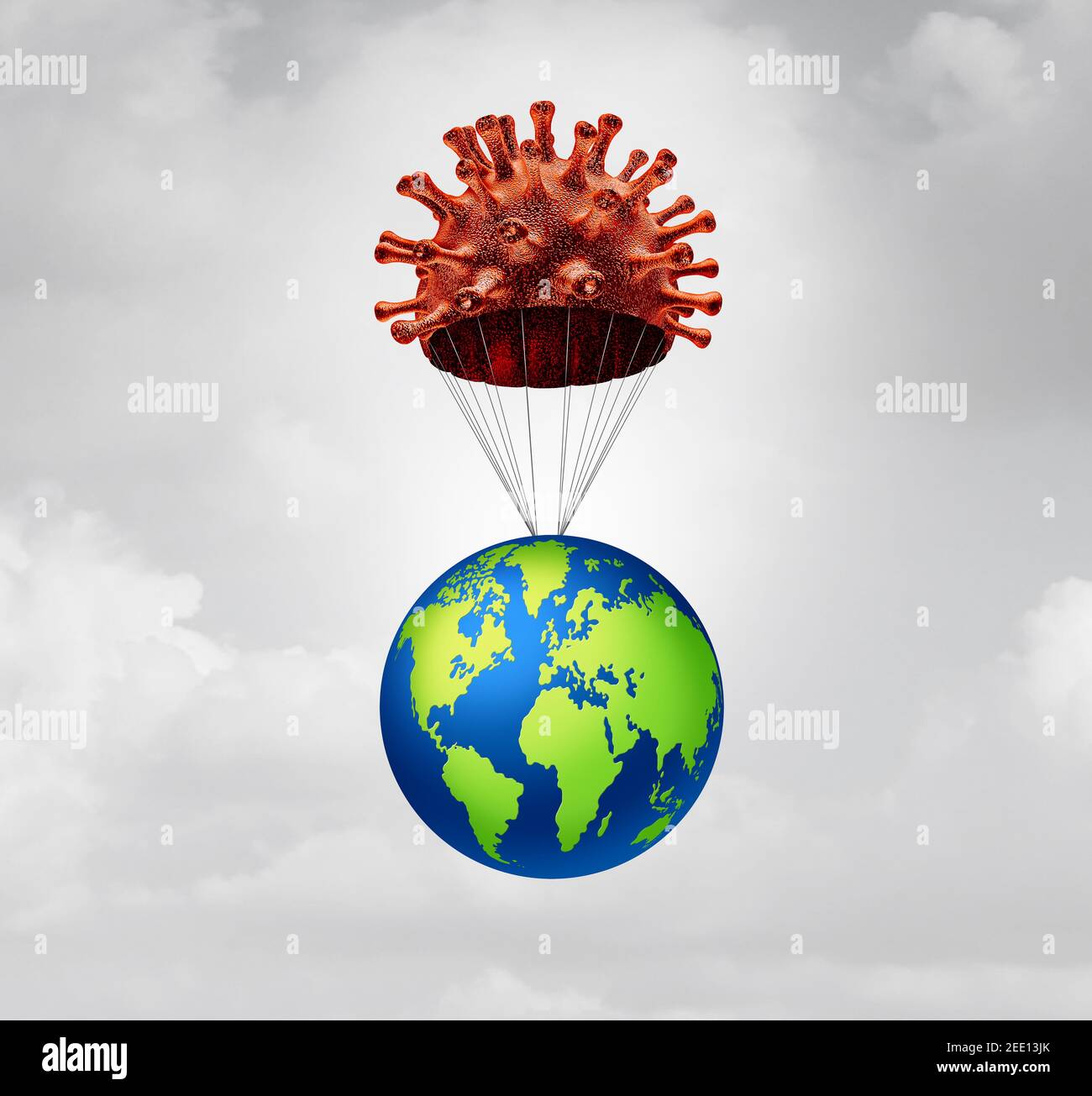 Weltweite Erholung nach der Pandemie, wobei sich Unternehmen oder Wirtschaft von der Coronavirus- oder Covid-19-Krankheit und Viruserkrankung erholen. Stockfoto