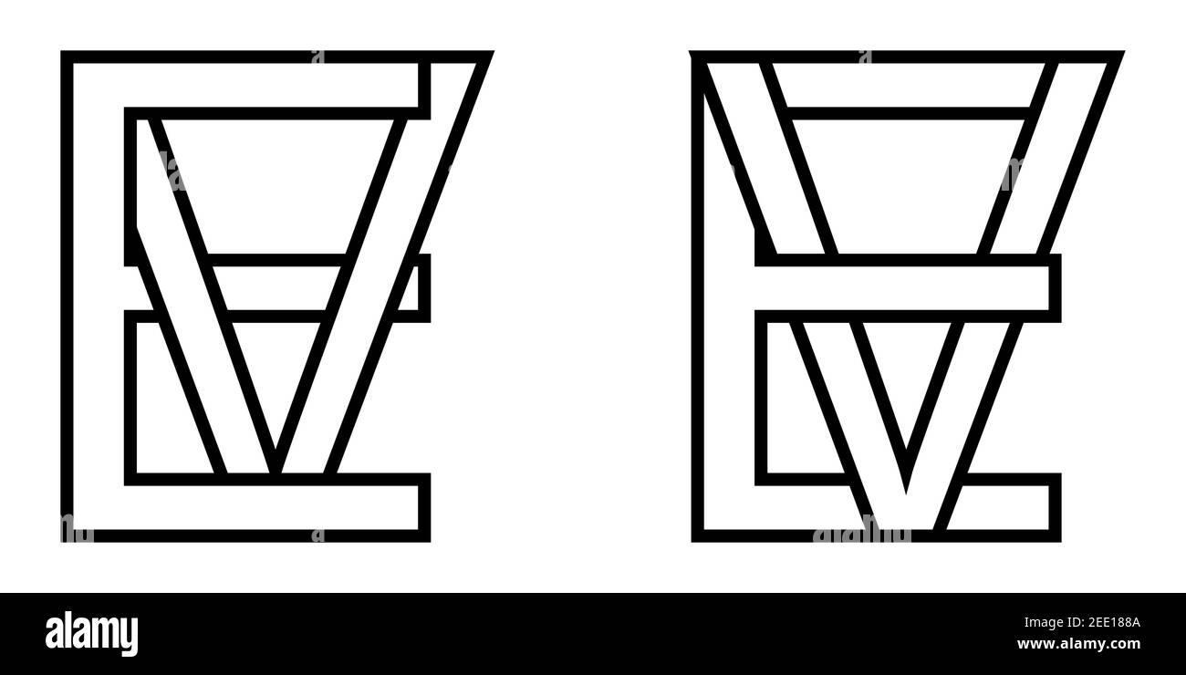 Logo Zeichen EV und ve Symbol Zeichen interlaced Buchstaben V, E Vektor Logo EV, ve erste Großbuchstaben Muster Alphabet e, V Stock Vektor