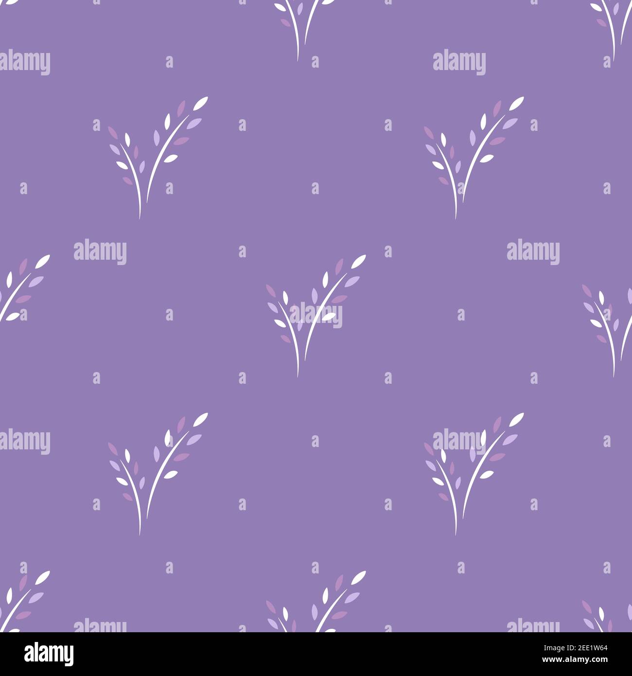 Nahtloses Blumenmuster mit Lavendelblüten. Florale Textur auf violettem Hintergrund. Handgezeichnete, schäbige Zweige mit scharfen Blättchen. Zum Bedrucken auf fabr Stock Vektor