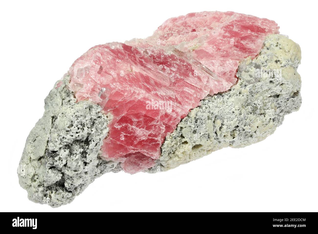 rhodochrosite aus Guangxi, China isoliert auf weißem Hintergrund Stockfoto