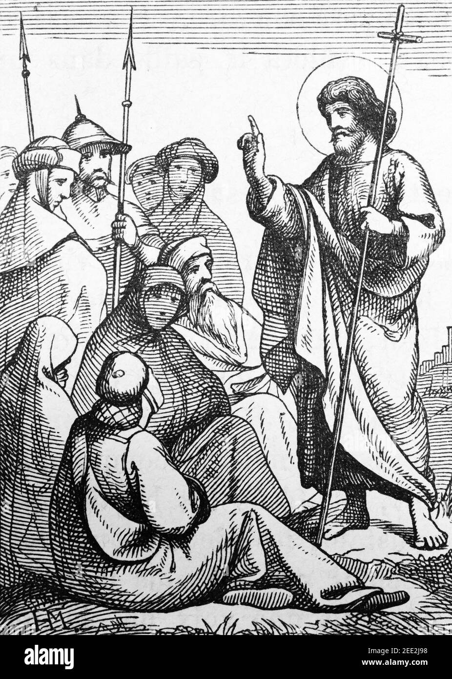 Vorläufer Jesu Christi: Johannes der Täufer., Szene des Neuen Testaments, Histoire Biblique de L´Ancien Testament, Stockfoto