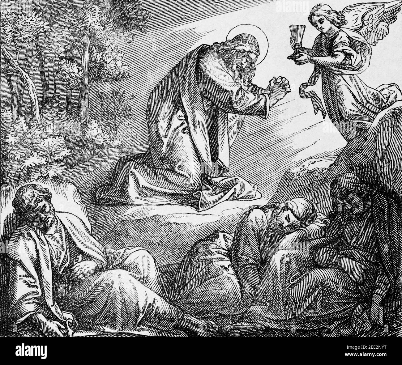 Christus auf dem Ölberg, mein schlagendes Herz ist zornig. Szene des Neuen Testaments, Histoire Biblique de L´Ancien Testament Stockfoto