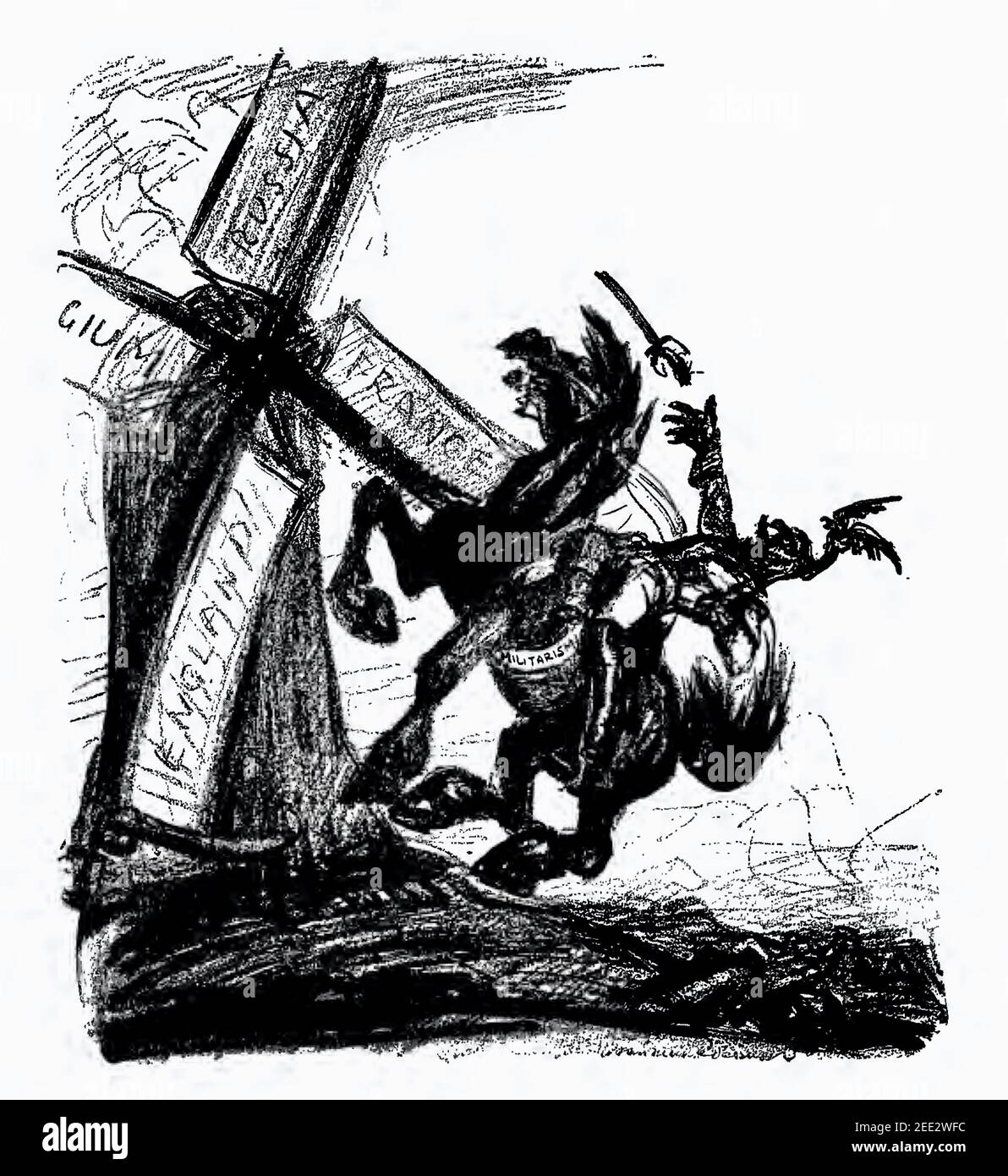 Vintage Boardman Robinson Cartoon über den Ersten Weltkrieg mit dem Titel Von Quixote (1915) Stockfoto
