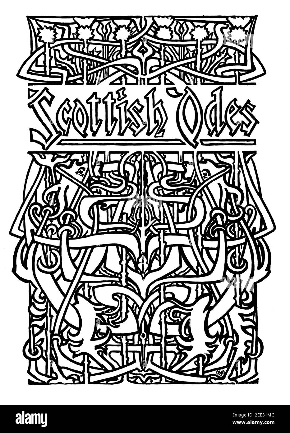 Scottish Odes, Buchcover mit ineinander verflochtenem, keltischem Design, von Glasgow Künstler James Allan Duncan, in 1899 The Studio an Illustrated Magazine of Fine an Stockfoto