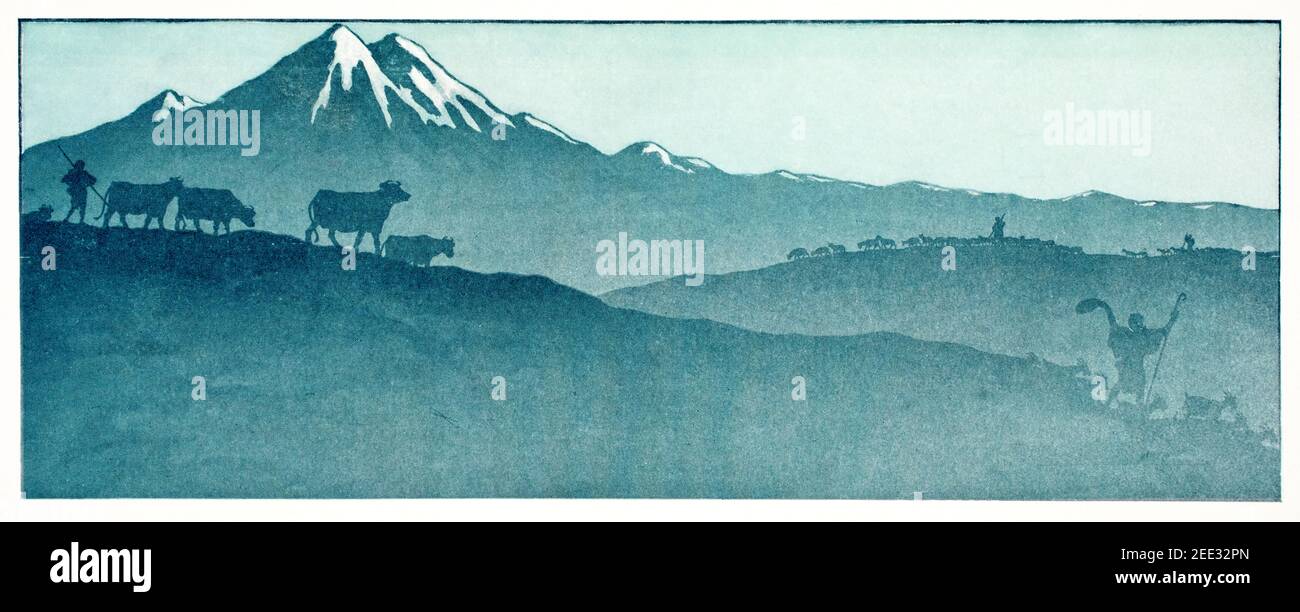 Farbige Illustration für die ‘Clair de Lune, von Henri Riviere, 1899 das Studio ein Illustriertes Magazin für Kunst und angewandte Kunst Stockfoto