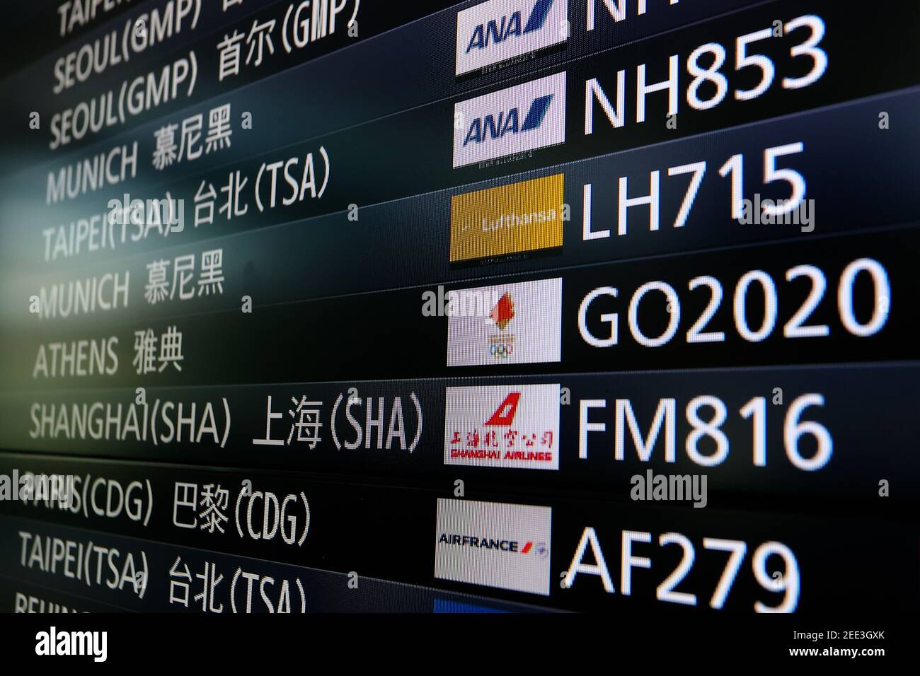 Tokyo International Airport (Haneda Airport) Fahrplan für TOKYO2020, Fackel-Spezialtransportflugzeug 'TOKYO 2020', Griechenland. Am 18. März 2020 in Tokio, Japan. Die Spiele sollten ursprünglich am 24. Juli 2020 beginnen, wurden aber aufgrund der Covid-19-Pandemie verzögert. Die Spiele wurden vorläufig für den 23. Juli 2021 verschoben. (Foto von Kazuki Oishi/Sipa USA)**Japan out** Stockfoto