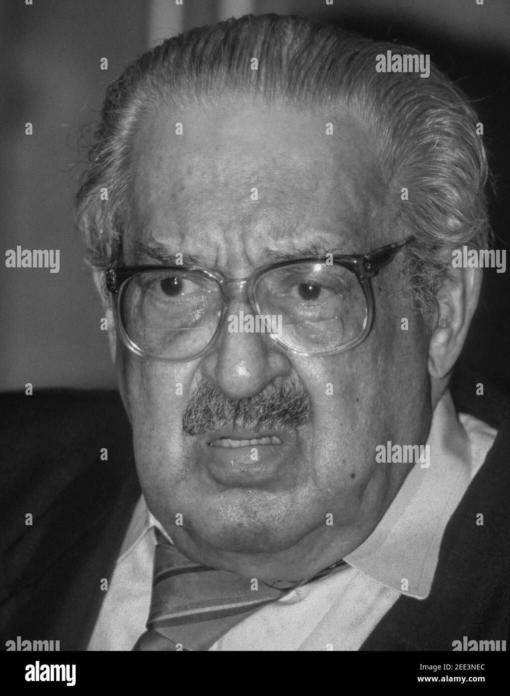 WASHINGTON, DC, USA, 28. JUNI 1991 - Oberster Gerichtshof Richter Thurgood Marshall, während der Ruhestand Pressekonferenz, am Obersten Gerichtshof statt Stockfoto