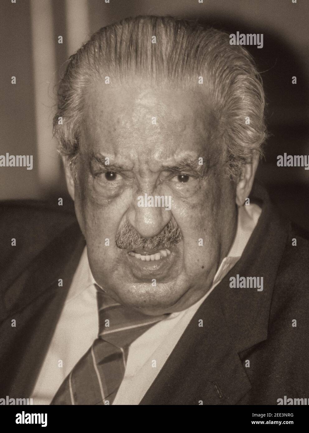 WASHINGTON, DC, USA, 28. JUNI 1991 - Oberster Gerichtshof Richter Thurgood Marshall, während der Ruhestand Pressekonferenz, am Obersten Gerichtshof statt Stockfoto