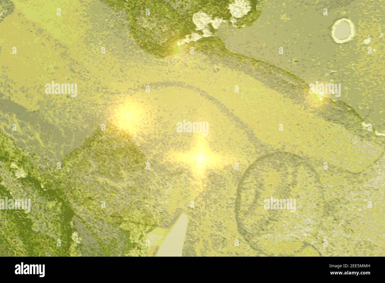 Hellgrünes Marmormuster mit goldenem Staub. Abstrakter Vektor-Hintergrund in Alkoholtinte Technik. Moderne Farbe mit Glitzer. Vorlage für Banner, Pos. Stock Vektor