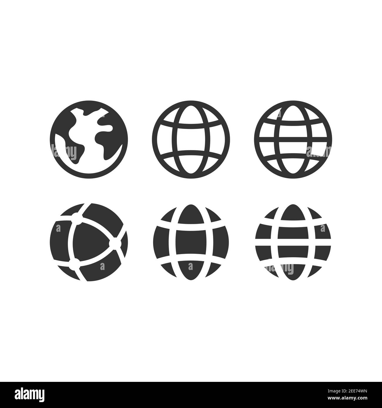 Globus Web Vektor Icon Set. Planet Erde Symbole für Websites. Stock Vektor