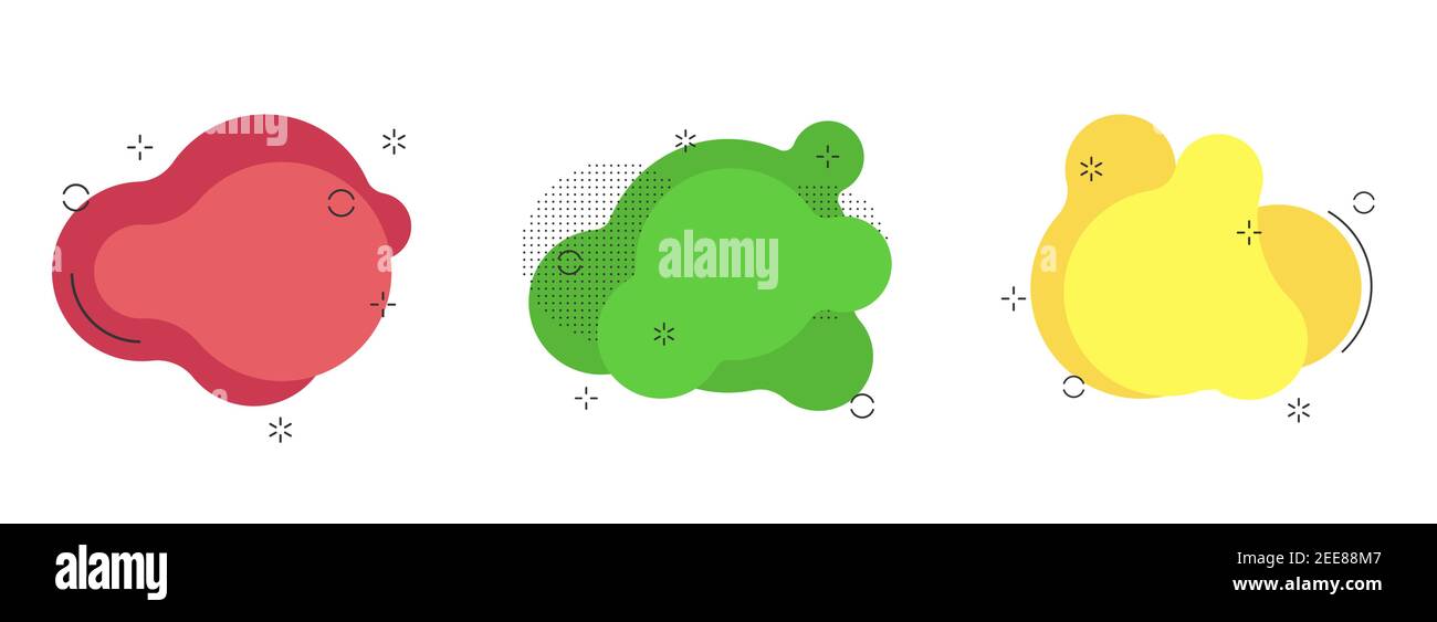 Abstrakte flüssige Hintergründe auf weiß isoliert gesetzt. Gradient abstrakt mit fließenden flüssigen Formen. Stock Vektor