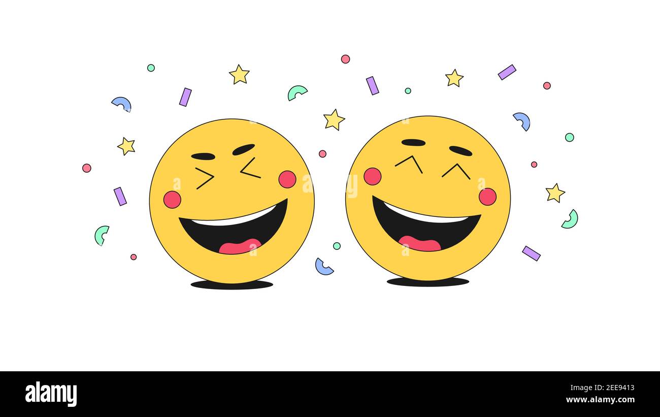 Spaß, Freude und Humor mit Comic Emoji Charakter. Cartoon lachende