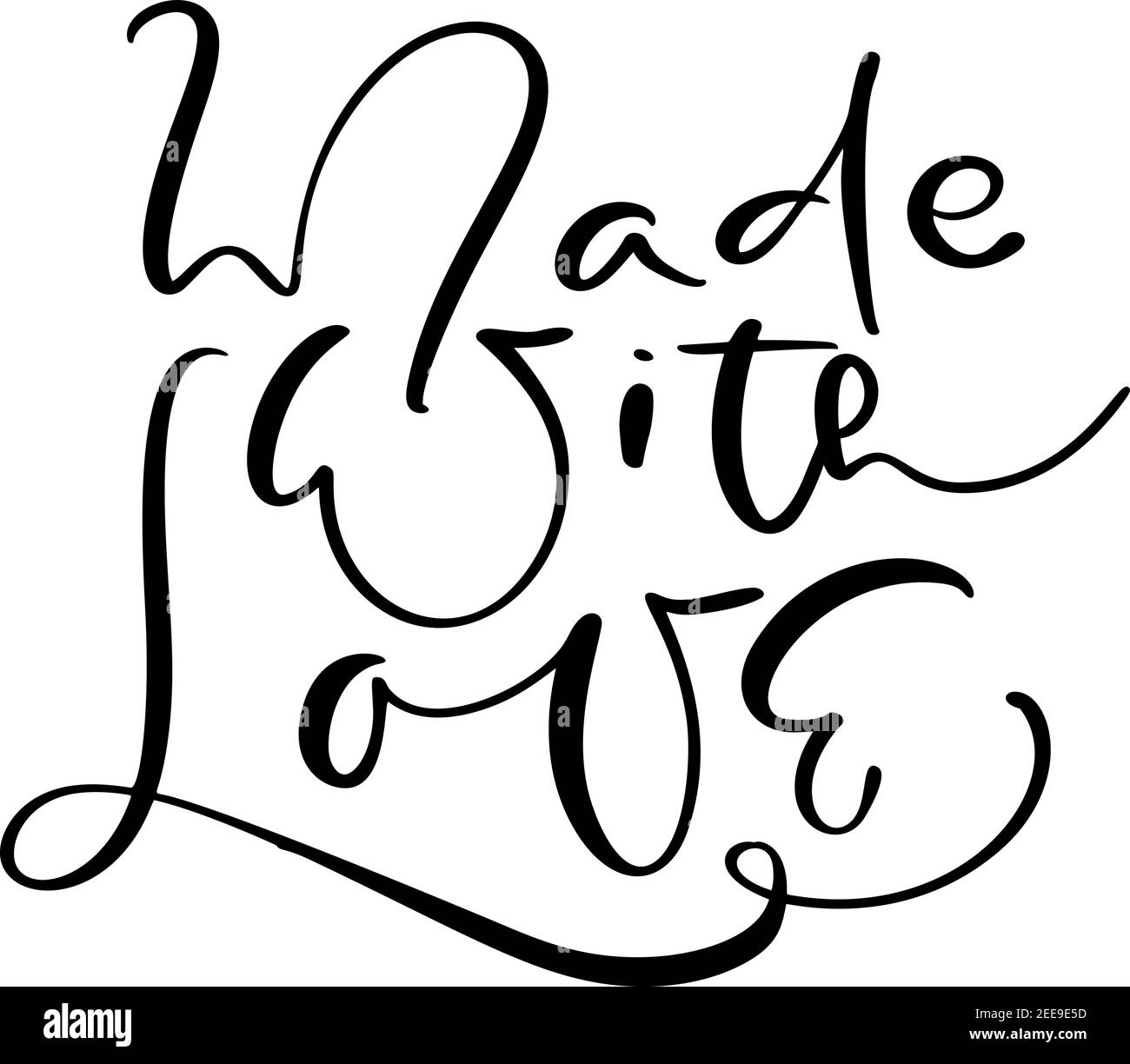 Mit Liebe handgeschriebene Kalligraphie Schriftzug Text. Handgezeichneter Schriftzug Kind Zitat. Vektor-Illustration für Kinder Grußkarte, T-Shirt Baby Stock Vektor