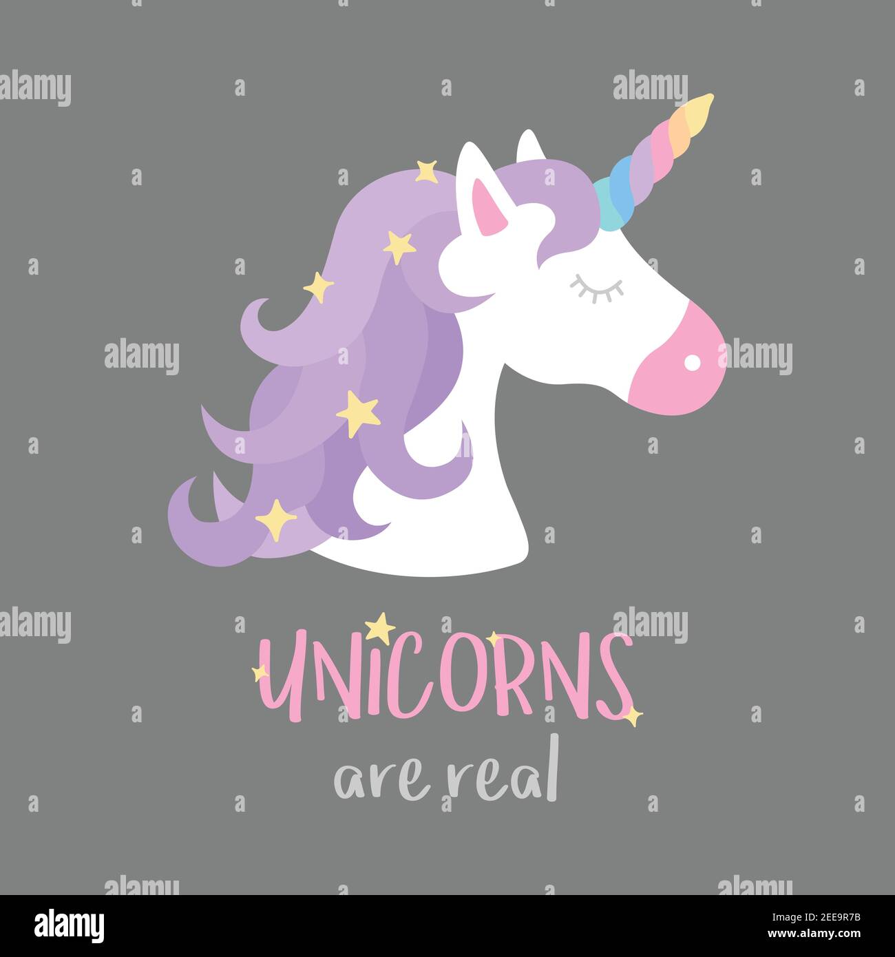 Unicorns sind echte Zitatvektordarstellung Stock Vektor