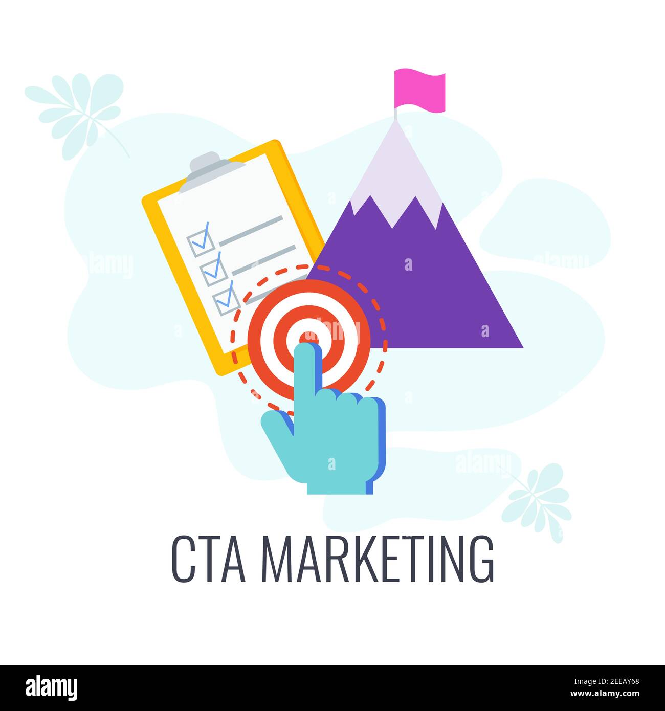Call-to-Action, CTA Marketing Icon. Zielgerichtete Maßnahmen. Stock Vektor