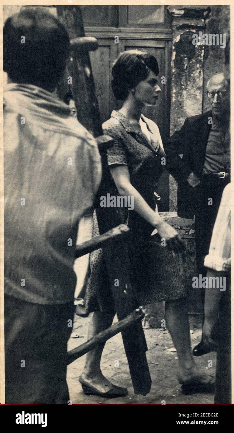 Sophia Loren à Rom Anhänger le tournage du Film La Ciociara. 1960 Stockfoto