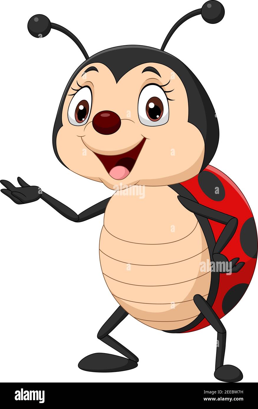 cartoon-lustige-marienk-fer-winkende-hand-stock-vektorgrafik-alamy