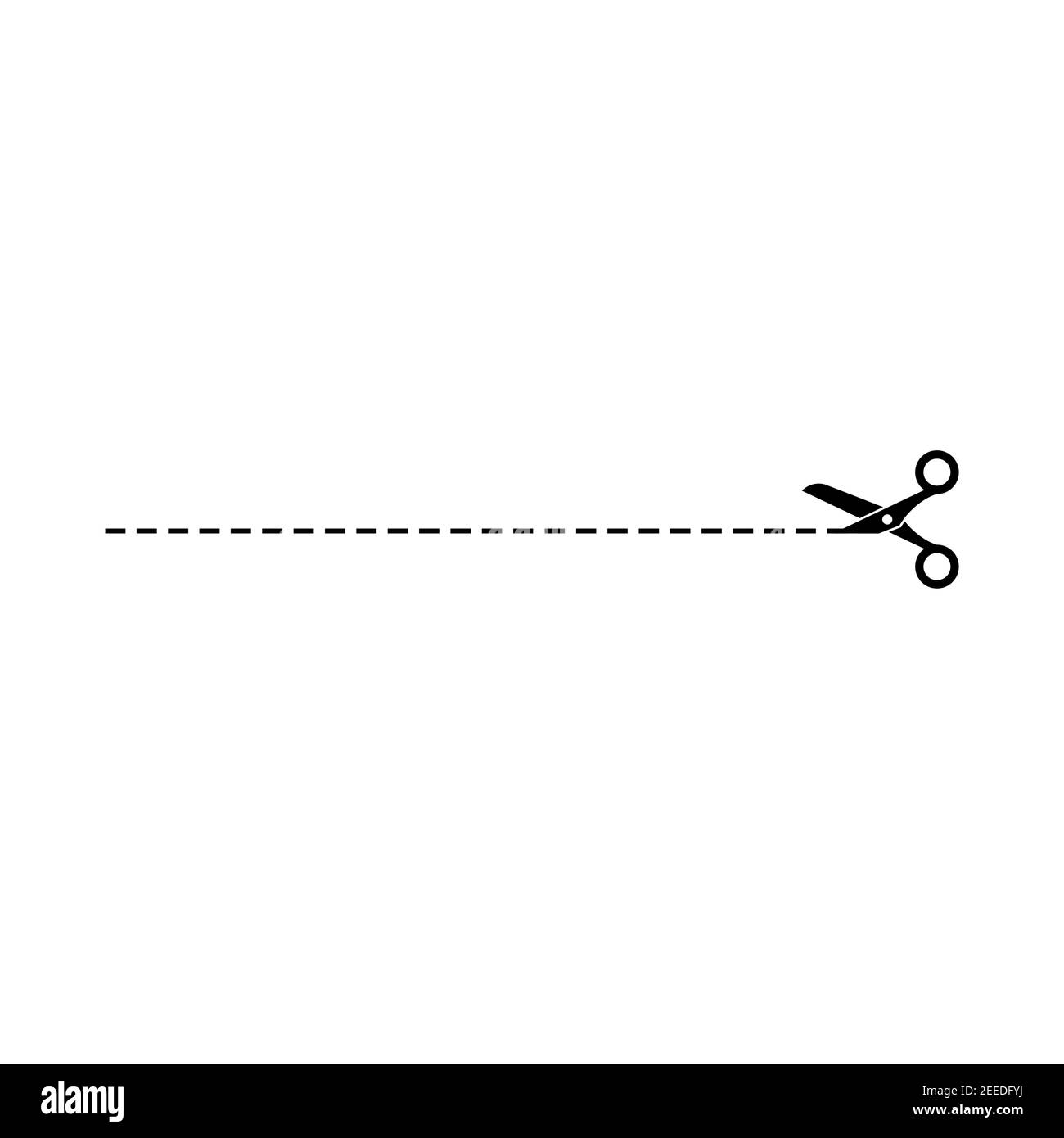 Schwarze offene Schere mit Stichlinie Symbol isoliert auf weiß. Cut-Zeichen. Utensil oder Friseur Symbol. vektor-Illustration. Stock Vektor