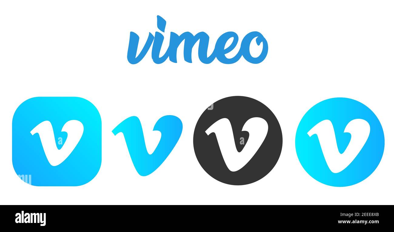 Social-Media-Symbole Vimeo auf weißem Hintergrund. Vektorgrafik Stock Vektor