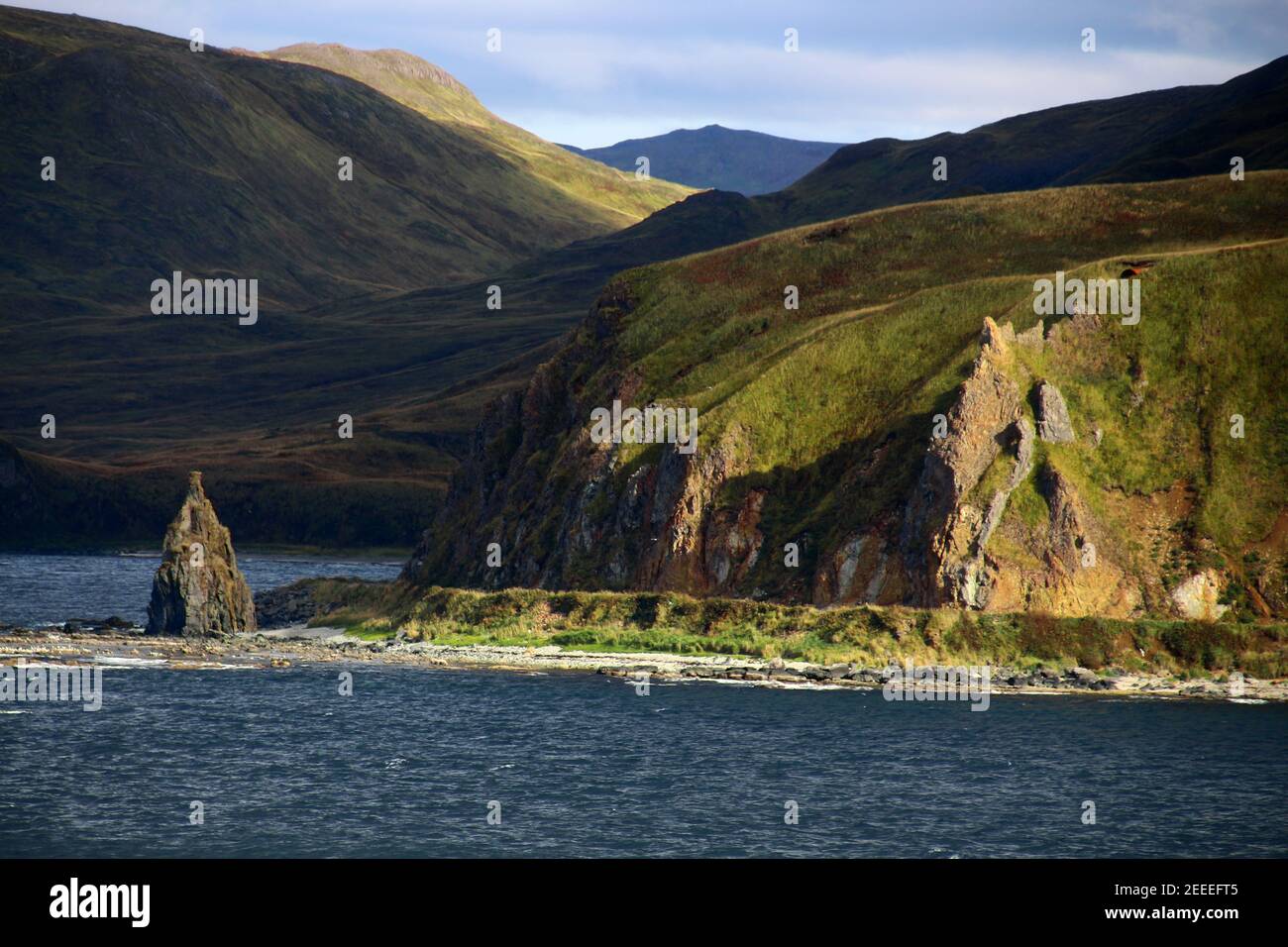 Küste von Unalaska Island, Aleuten Inseln, Alaska, USA Stockfoto