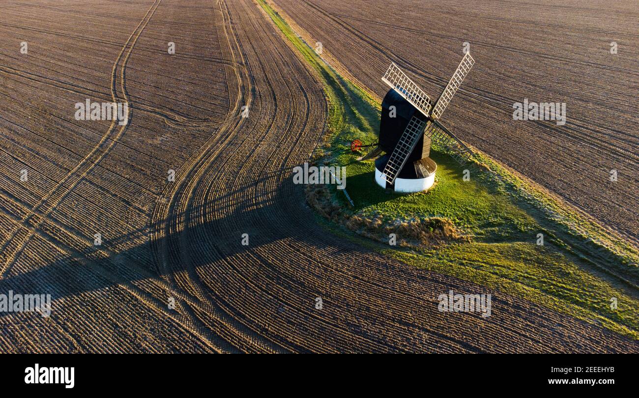 Pitstone Windmill, Buckinghamshire, aus der Luft Stockfoto