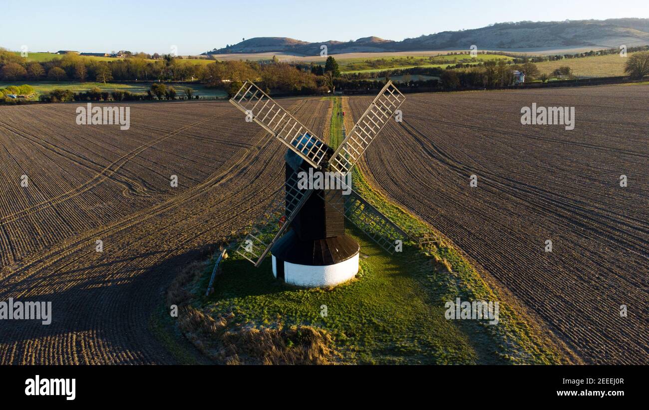 Pitstone Windmill, Buckinghamshire, aus der Luft Stockfoto