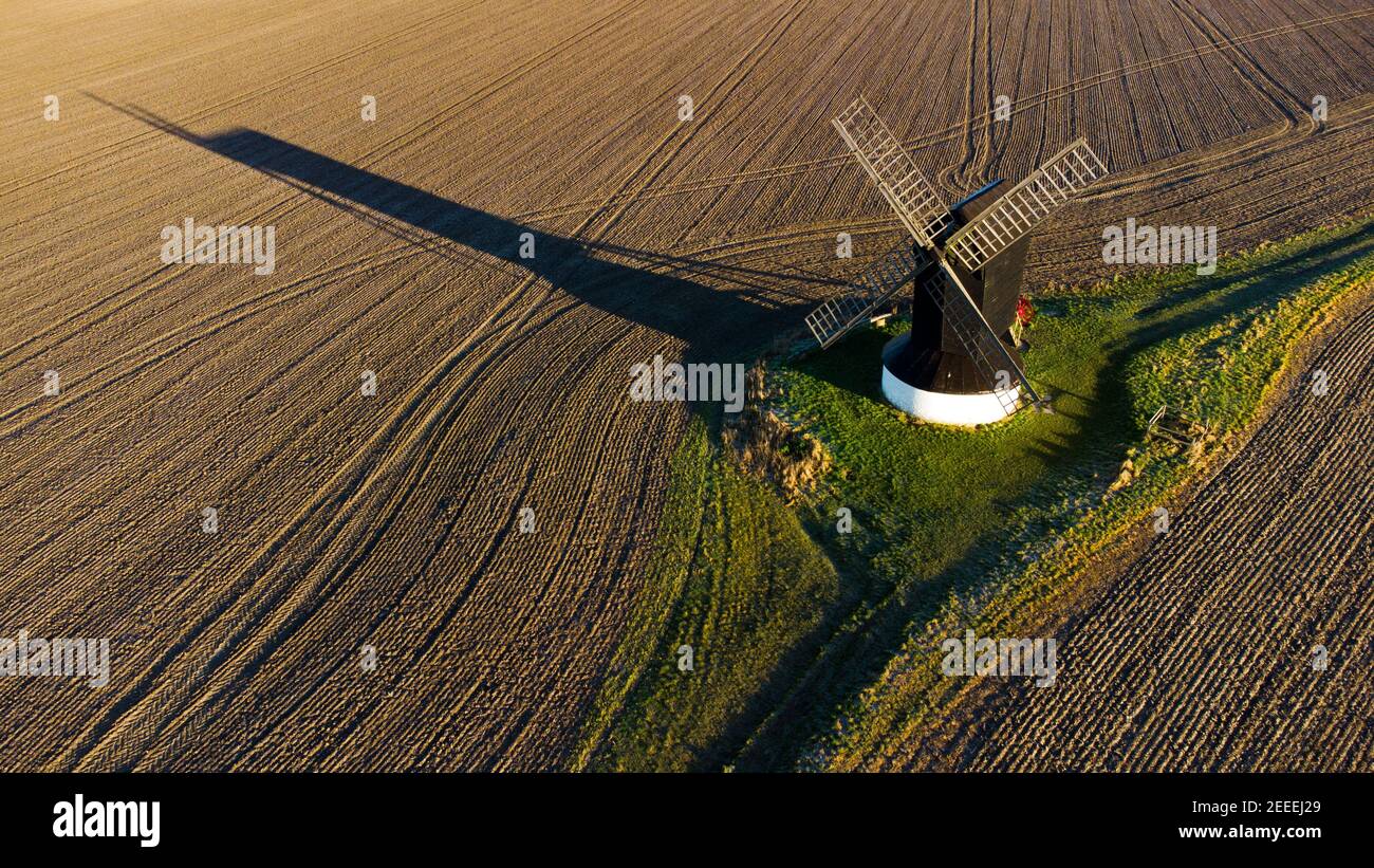 Pitstone Windmill, Buckinghamshire, aus der Luft Stockfoto