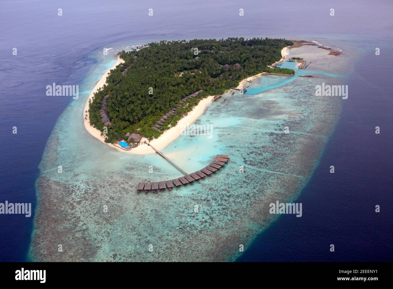 Luftaufnahme von Filitheyo Island, Malediven Stockfoto