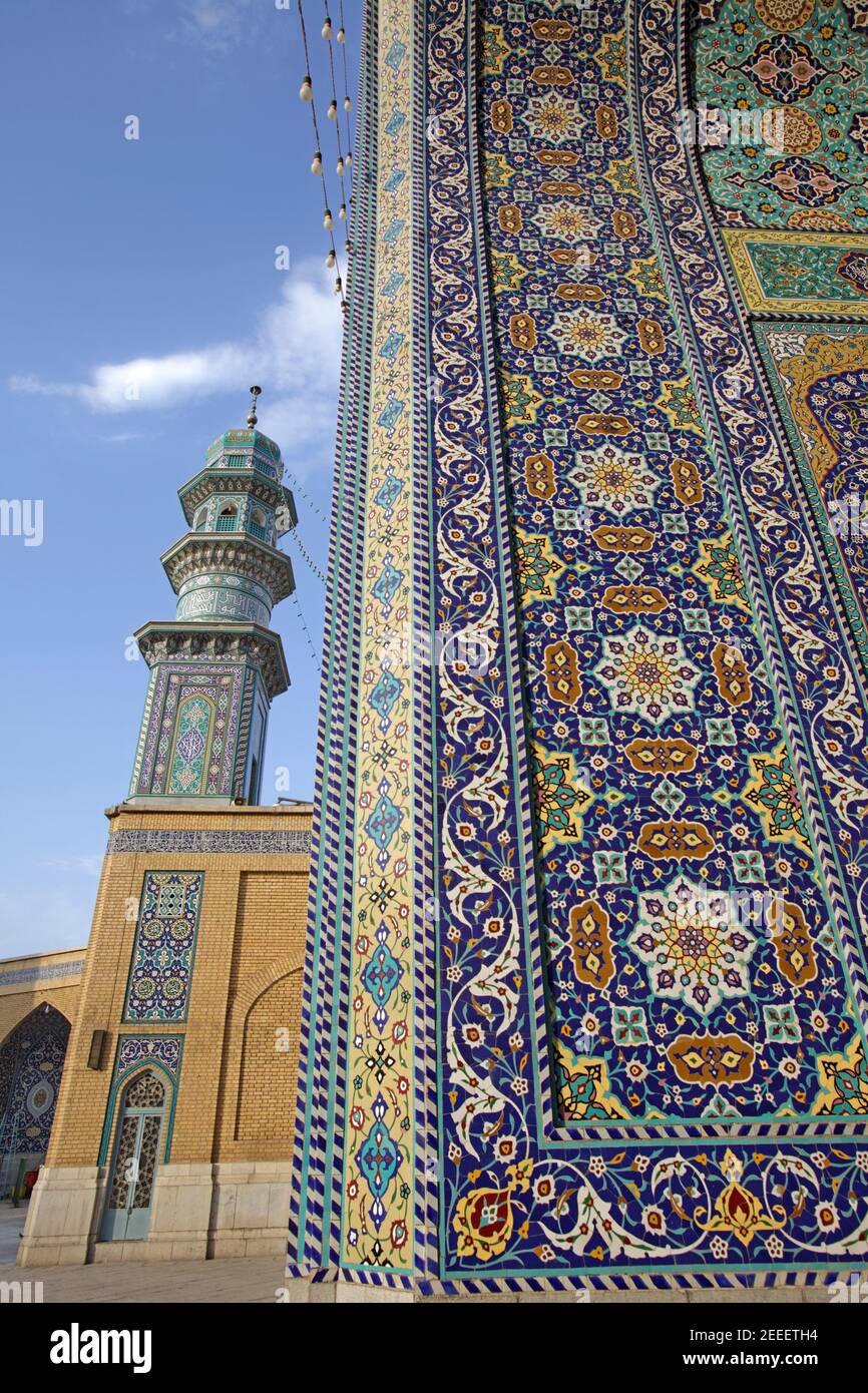 Detail des Heiligtums von Fatima al-Masumeh, Qom, Iran Stockfoto