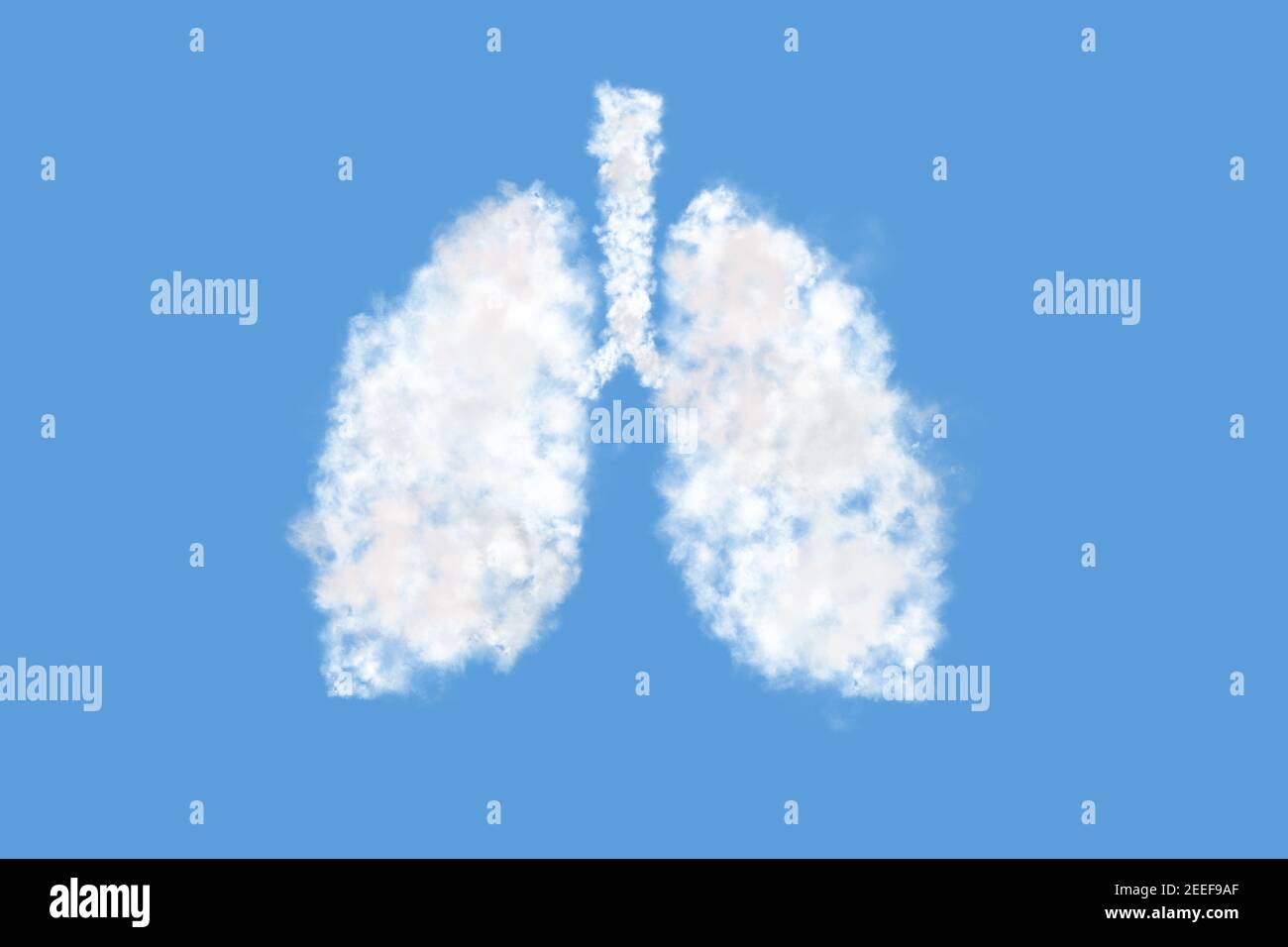Menschliche Lungen geformt wie eine Wolke auf blauem Himmel Hintergrund. Wolkig in Form der Lunge. Der helle Himmel ist unsere Lunge. Welttag Der Lungenentzündung. Welttuberkulose Stockfoto